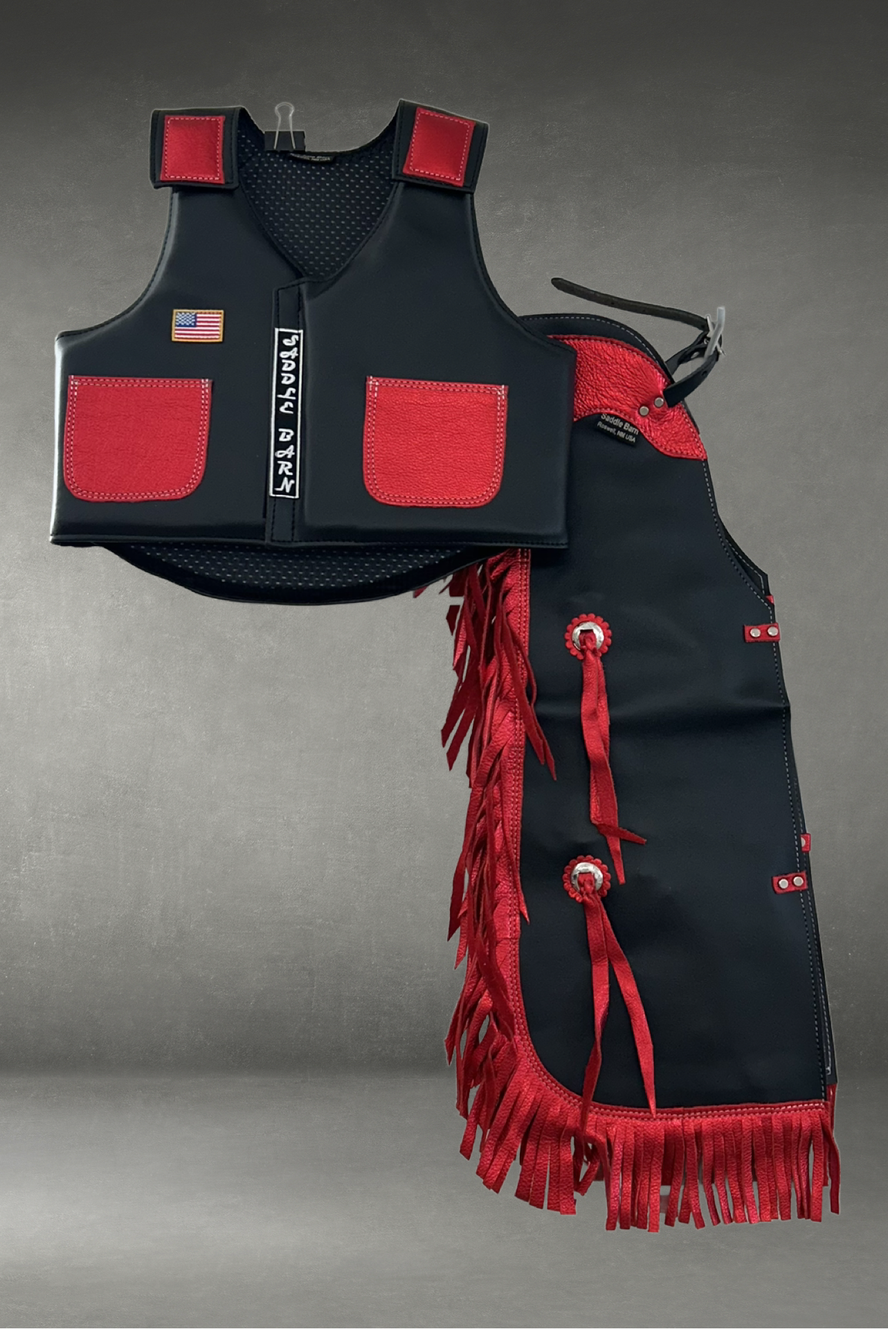 Faux Leather Kids Rodeo Chap and Vest Combo