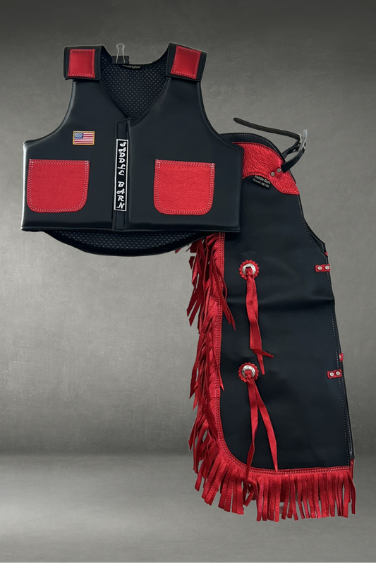 Faux Leather Kids Rodeo Chap and Vest Combo